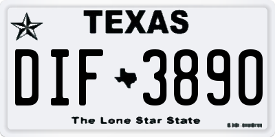 TX license plate DIF3890