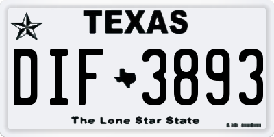 TX license plate DIF3893