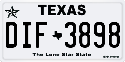 TX license plate DIF3898