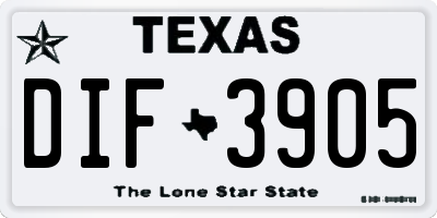 TX license plate DIF3905