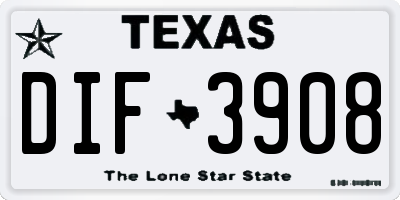 TX license plate DIF3908