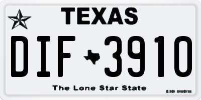 TX license plate DIF3910
