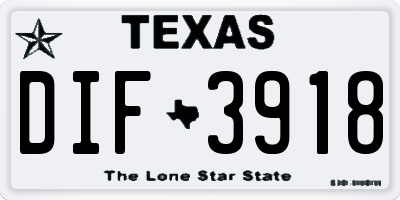 TX license plate DIF3918