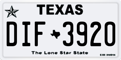 TX license plate DIF3920
