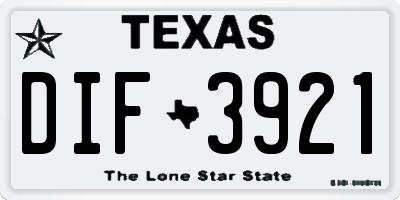TX license plate DIF3921