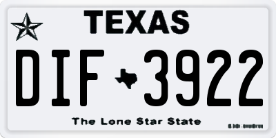 TX license plate DIF3922