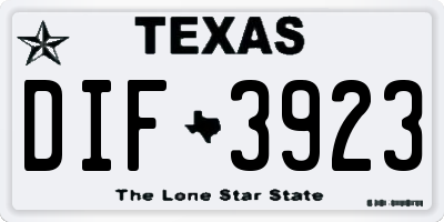 TX license plate DIF3923