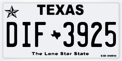 TX license plate DIF3925