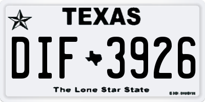 TX license plate DIF3926