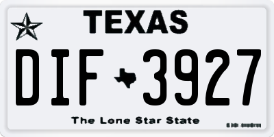 TX license plate DIF3927