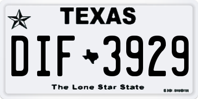TX license plate DIF3929