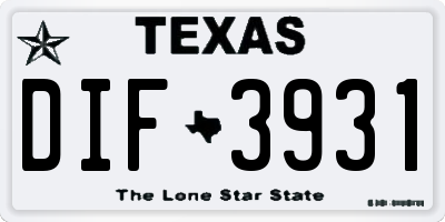 TX license plate DIF3931