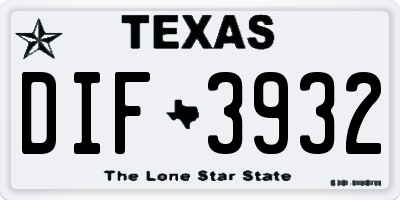 TX license plate DIF3932