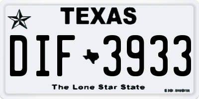 TX license plate DIF3933