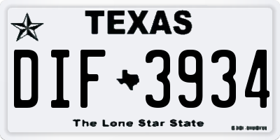 TX license plate DIF3934