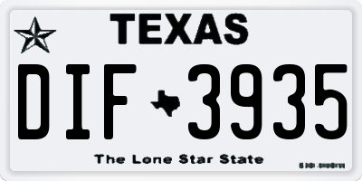 TX license plate DIF3935
