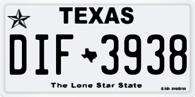 TX license plate DIF3938