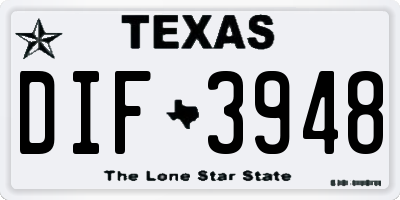 TX license plate DIF3948