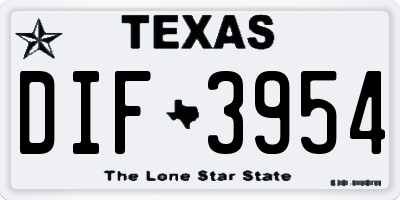 TX license plate DIF3954