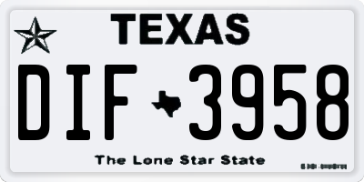 TX license plate DIF3958