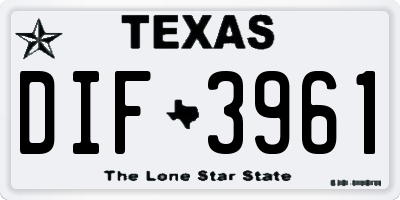 TX license plate DIF3961
