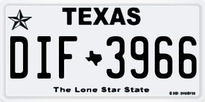 TX license plate DIF3966