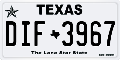 TX license plate DIF3967