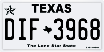 TX license plate DIF3968