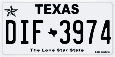 TX license plate DIF3974