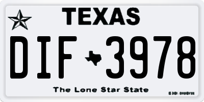 TX license plate DIF3978
