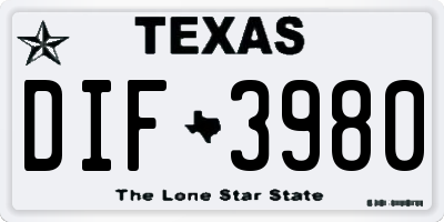 TX license plate DIF3980