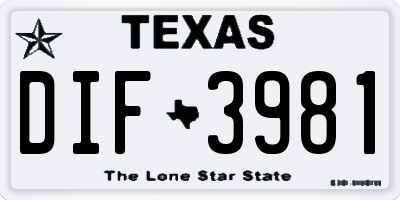 TX license plate DIF3981