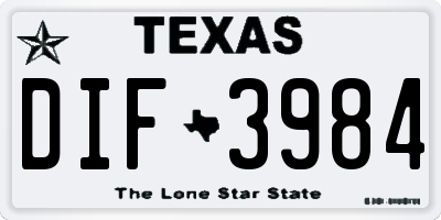 TX license plate DIF3984