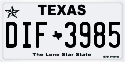 TX license plate DIF3985