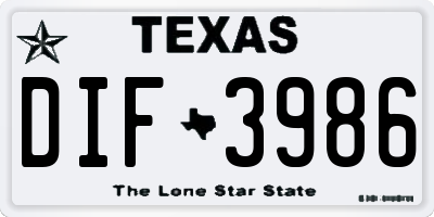 TX license plate DIF3986