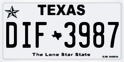 TX license plate DIF3987