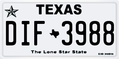 TX license plate DIF3988