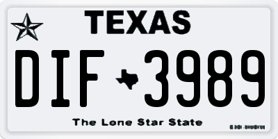 TX license plate DIF3989