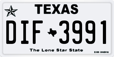 TX license plate DIF3991