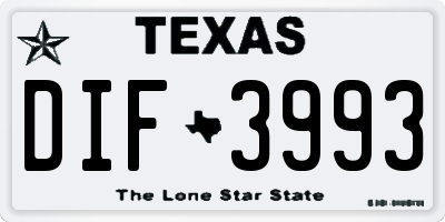 TX license plate DIF3993
