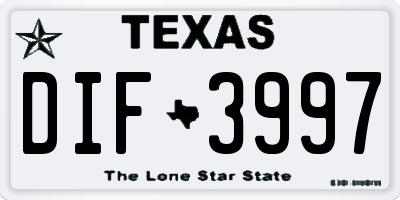 TX license plate DIF3997