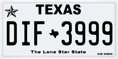 TX license plate DIF3999