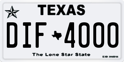 TX license plate DIF4000
