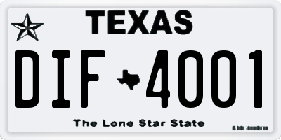 TX license plate DIF4001