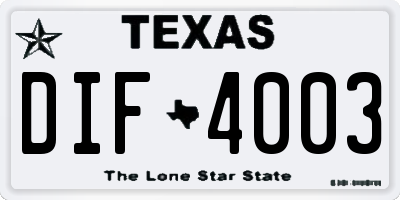 TX license plate DIF4003
