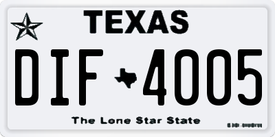 TX license plate DIF4005