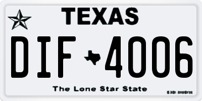 TX license plate DIF4006