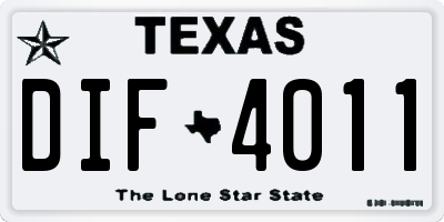 TX license plate DIF4011
