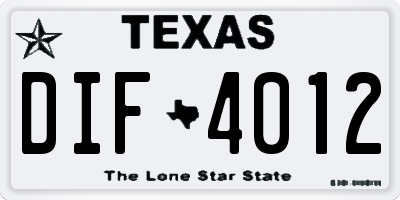 TX license plate DIF4012