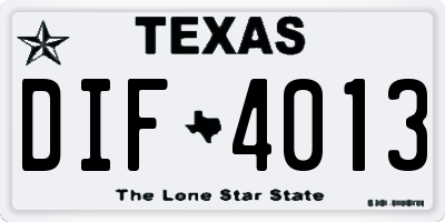 TX license plate DIF4013